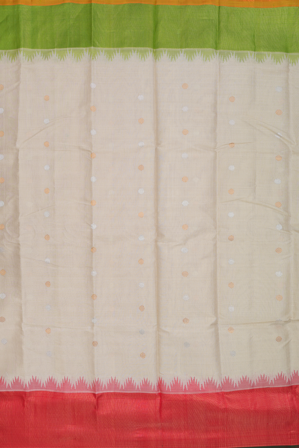 Gadwal Silk Cotton Saree In Beige With Floral Buttas