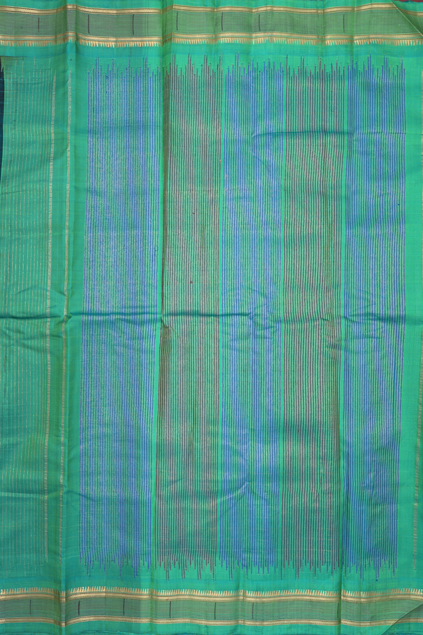 Gadwal Silk Cotton Saree In Black And Blue With Checks Design