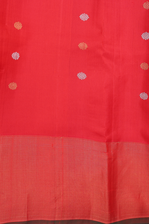 Gadwal Silk Cotton Saree In Black With Zari Buttas