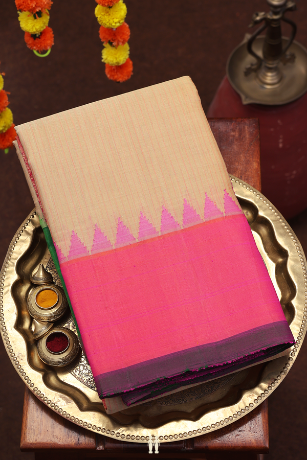 Gadwal Silk Cotton Saree In Brown With Stripes Design