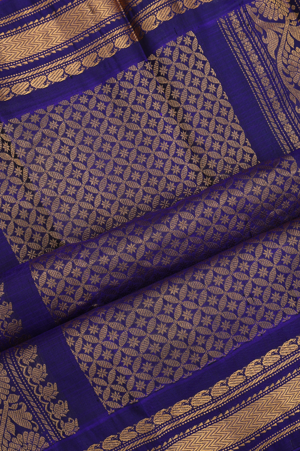 Gadwal Silk Cotton Saree In Deep Sky Blue With Zari Buttas