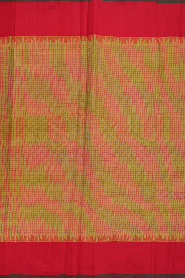 Gadwal Silk Cotton Saree In Golden Yellow With Silk Border