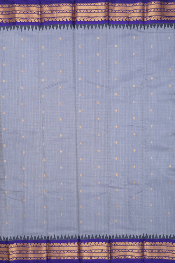 Gadwal Silk Cotton Saree In Grey With Zari Buttas