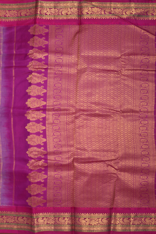 Gadwal Silk Cotton Saree In Lavender With Checks Design