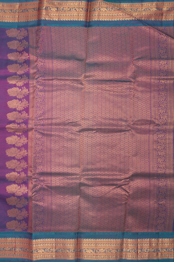 Gadwal Silk Cotton Saree In Maroon With Zari Buttis