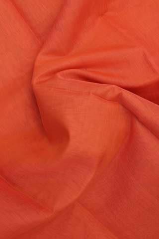 Gadwal Silk Cotton Saree In Orange With Contrast Border