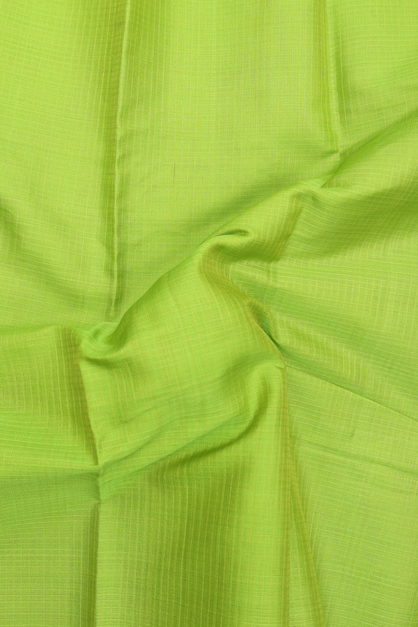 Gadwal Silk Cotton Saree In Parrot Green With Contrast Border