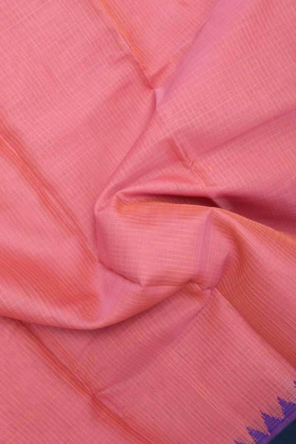 Gadwal Silk Cotton Saree In Peach Pink With Stripes Design