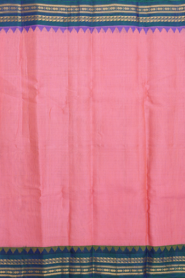 Gadwal Silk Cotton Saree In Peach Pink With Stripes Design