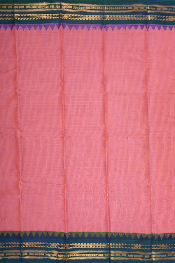 Gadwal Silk Cotton Saree In Peach Pink With Stripes Design
