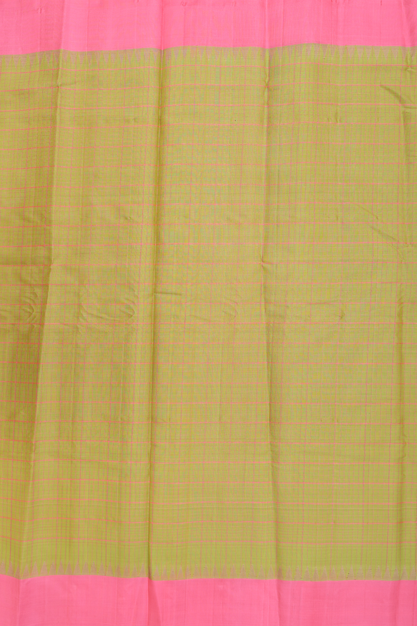 Gadwal Silk Cotton Saree In Pear Green With Silk Border