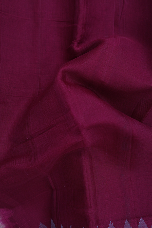 Gadwal Silk Cotton Saree In Plum Brown With Contrast Border