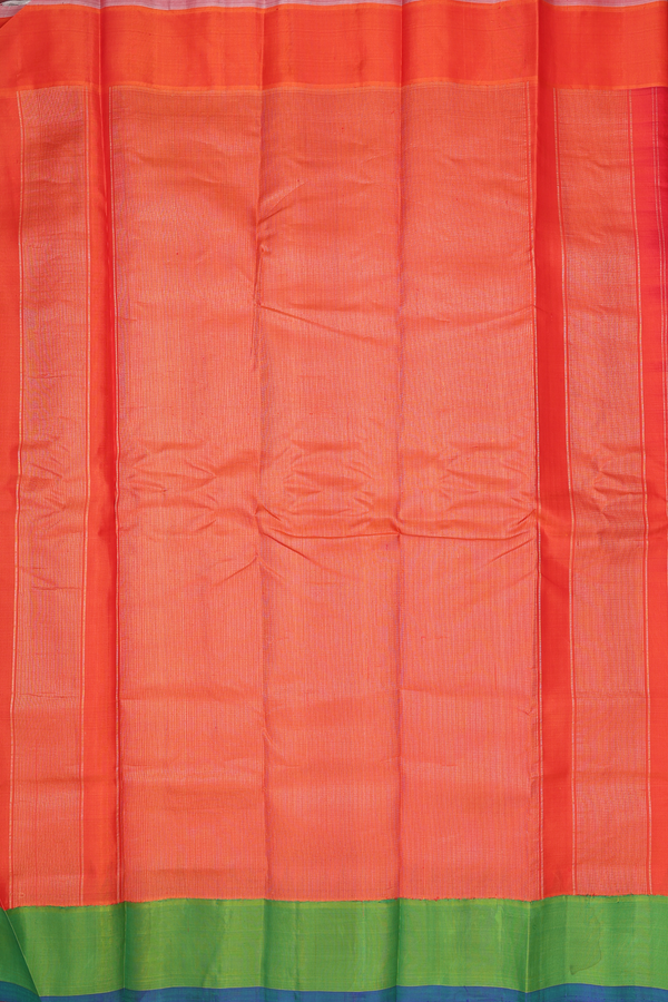 Gadwal Silk Cotton Saree In Red With Ganga Jamuna Border