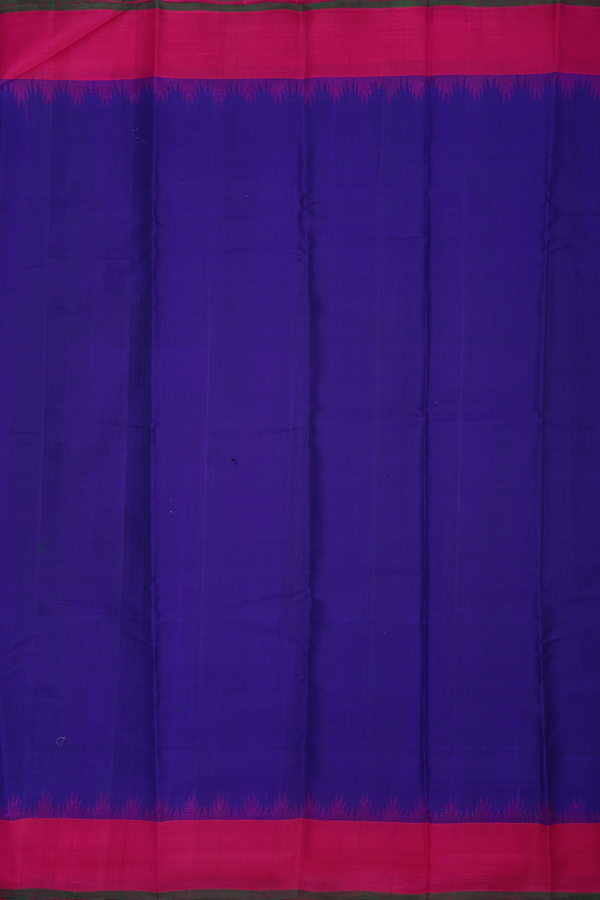 Gadwal Silk Cotton Saree In Royal Blue With Contrast Border