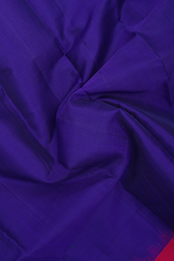 Gadwal Silk Cotton Saree In Royal Blue With Contrast Border