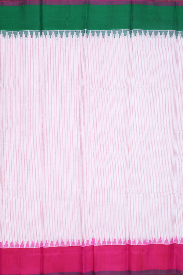 Gadwal Silk Cotton Saree In White With Stripes Design