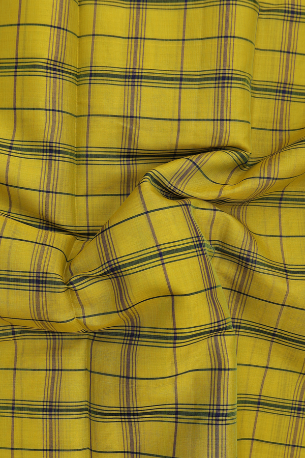 Gadwal Silk Cotton Saree In Yellow With Contrast Silk Border