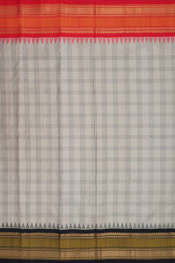 Gadwal Silk Saree In Beige With Allover Checked Design
