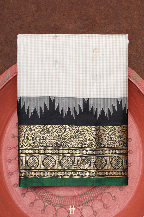 Gadwal Silk Saree In Beige With Checks Design