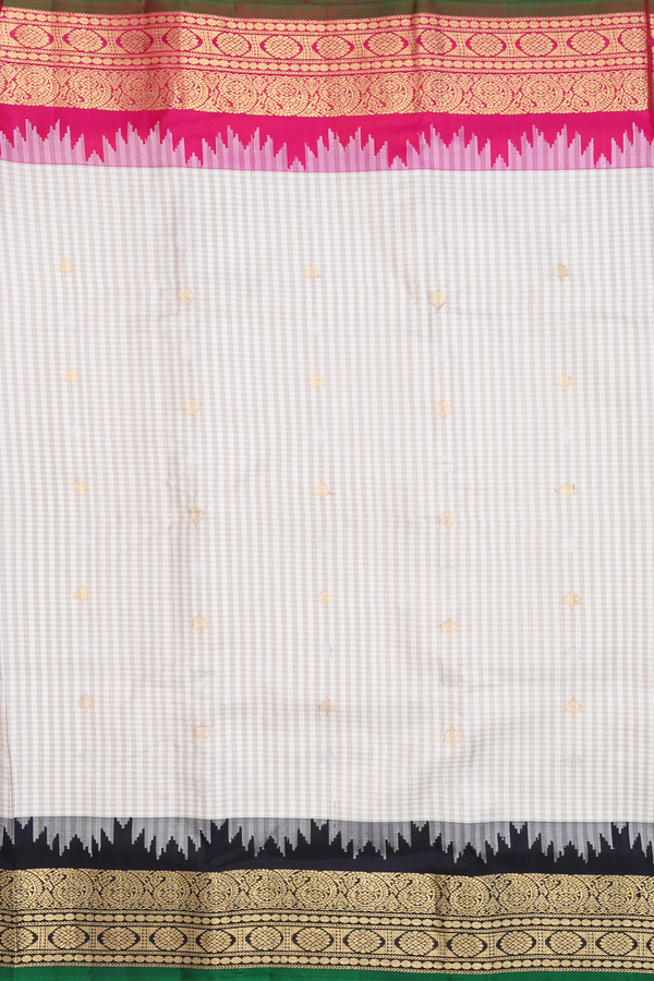 Gadwal Silk Saree In Beige With Checks Design