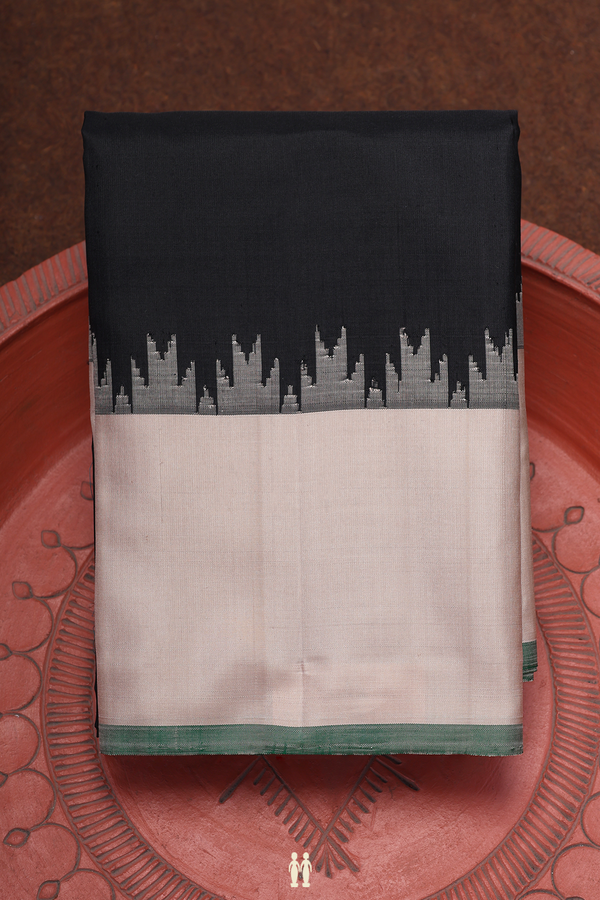 Gadwal Silk Saree In Black With Temple Border