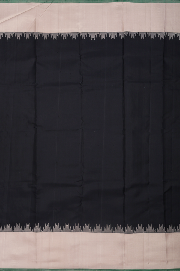 Gadwal Silk Saree In Black With Temple Border