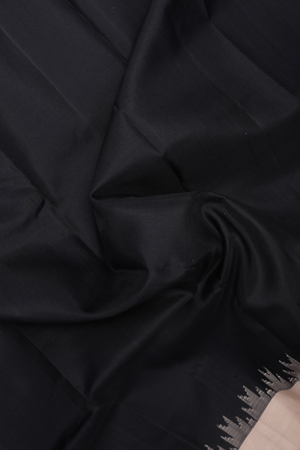 Gadwal Silk Saree In Black With Temple Border
