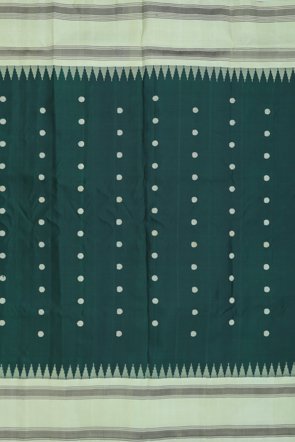 Gadwal Silk Saree In Dark Green With Chakram Buttas