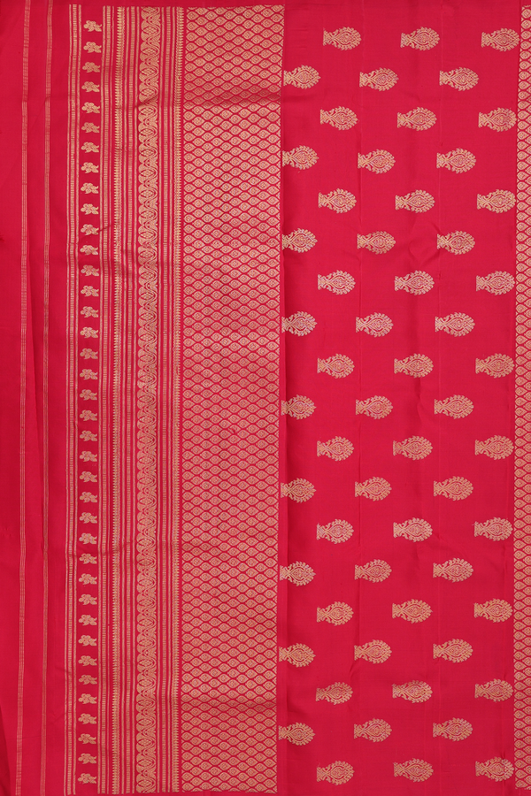 Gadwal Silk Saree In Honey Yellow With Zari Buttas