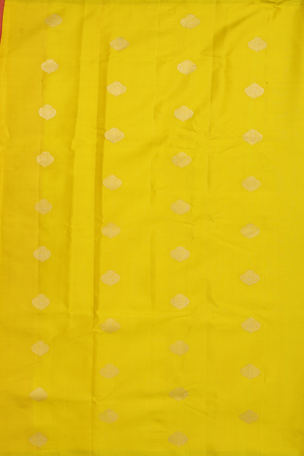 Gadwal Silk Saree In Honey Yellow With Zari Buttas