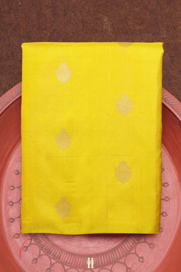 Gadwal Silk Saree In Honey Yellow With Zari Buttas
