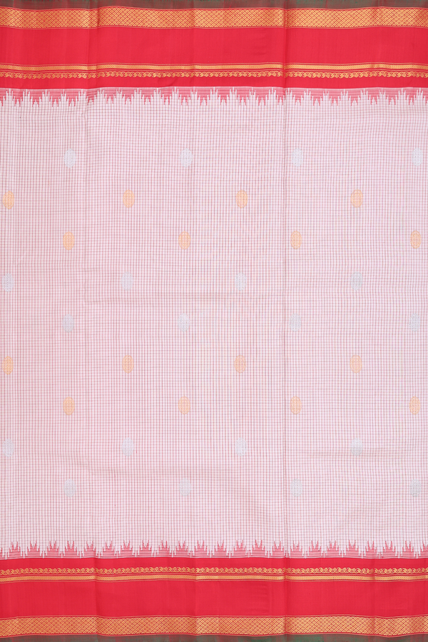 Gadwal Silk Saree In Ivory With Checks Design