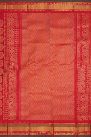 Gadwal Silk Saree In Light Cream Checks With Zari Buttas