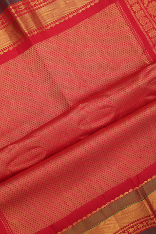 Gadwal Silk Saree In Light Cream Checks With Zari Buttas