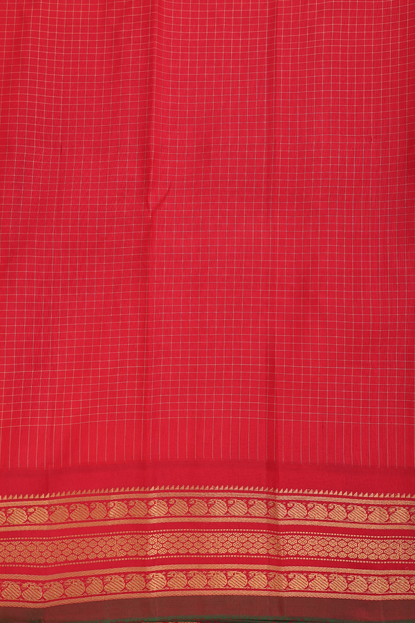 Gadwal Silk Saree In Pastel Brown With Checks Design