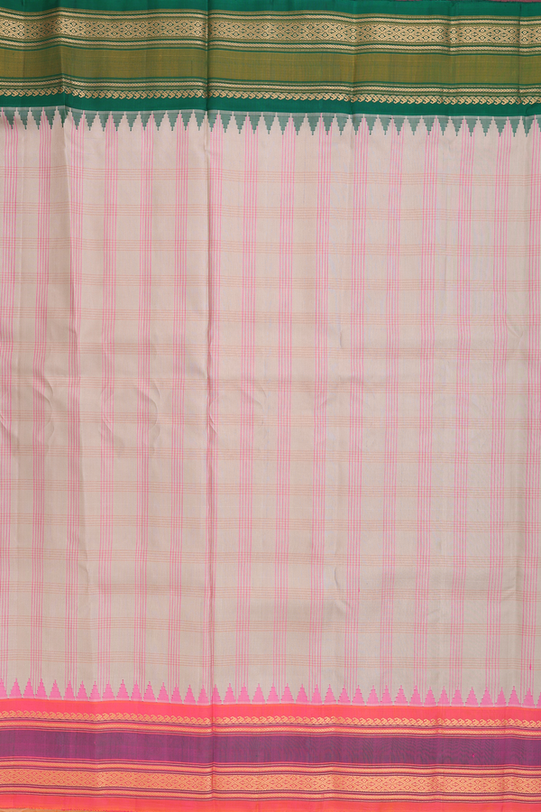 Gadwal Silk Saree In Pastel Brown With Checks Design