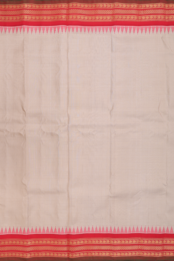 Gadwal Silk Saree In Pastel Brown With Checks Design