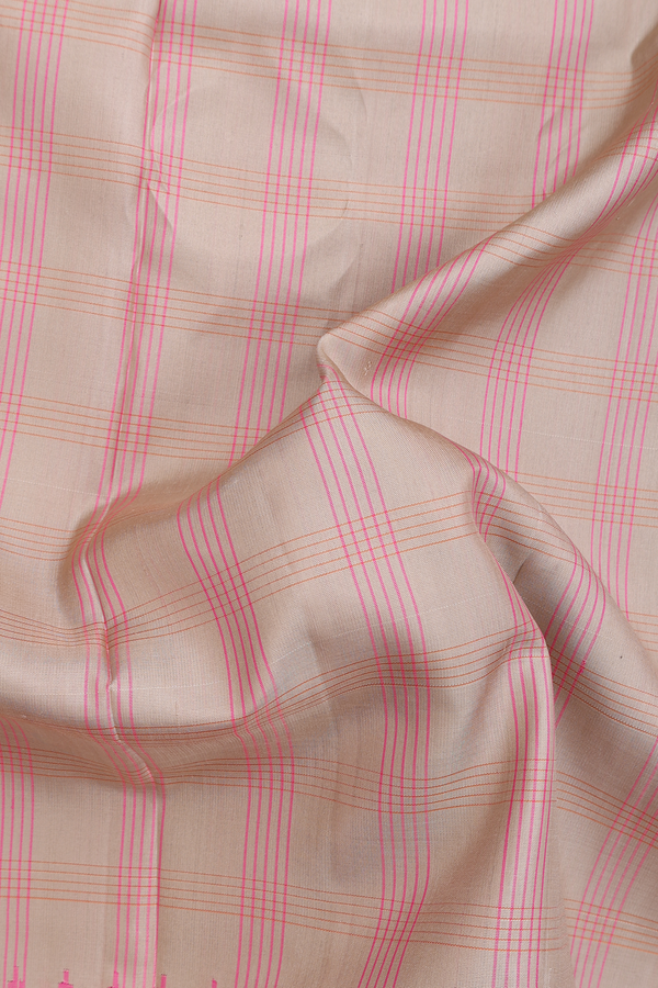 Gadwal Silk Saree In Pastel Brown With Checks Design