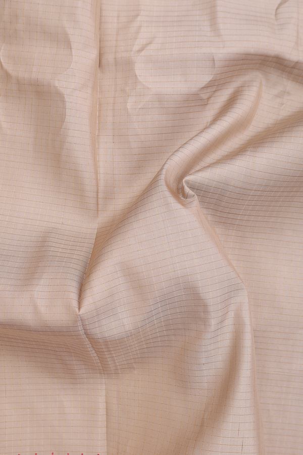 Gadwal Silk Saree In Pastel Brown With Checks Design