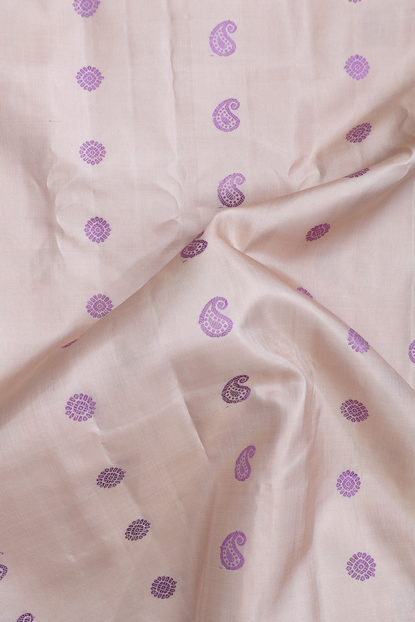 Gadwal Silk Saree In Pastel Brown With Threadwork Buttas
