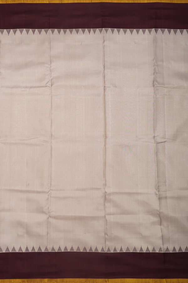 Gadwal Silk Saree In Pastel Khaki With Contrast Border