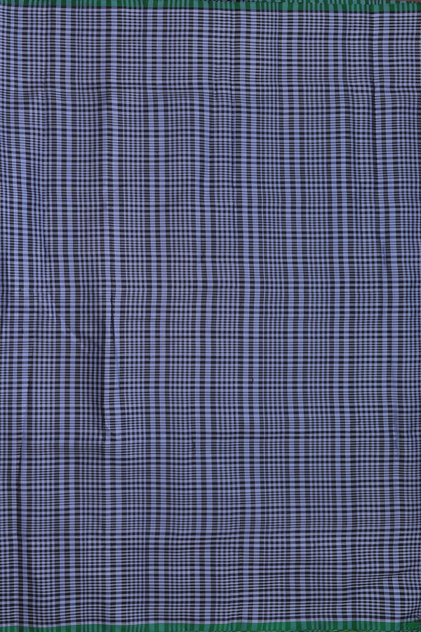 Gadwal Silk Saree In Pear Green With Checks Border