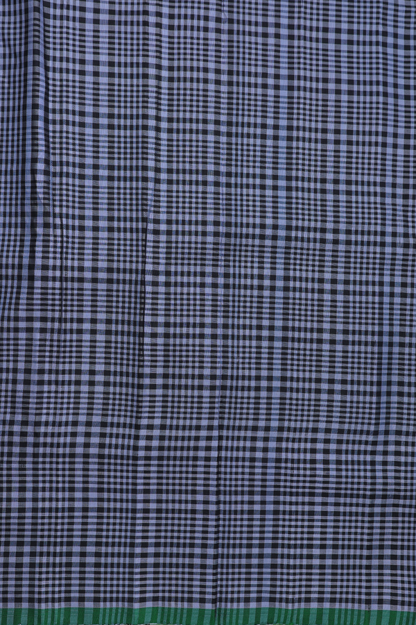 Gadwal Silk Saree In Pear Green With Checks Border