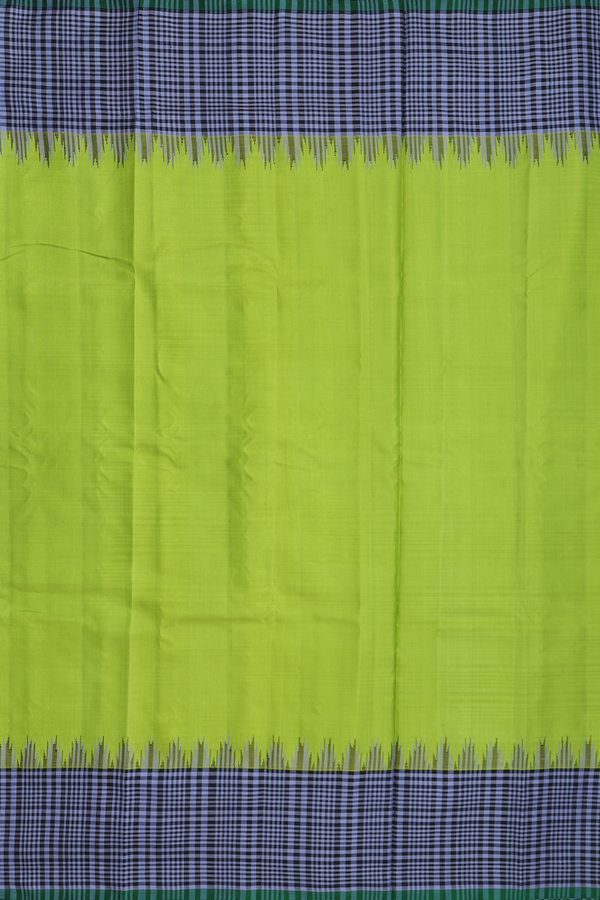 Gadwal Silk Saree In Pear Green With Checks Border