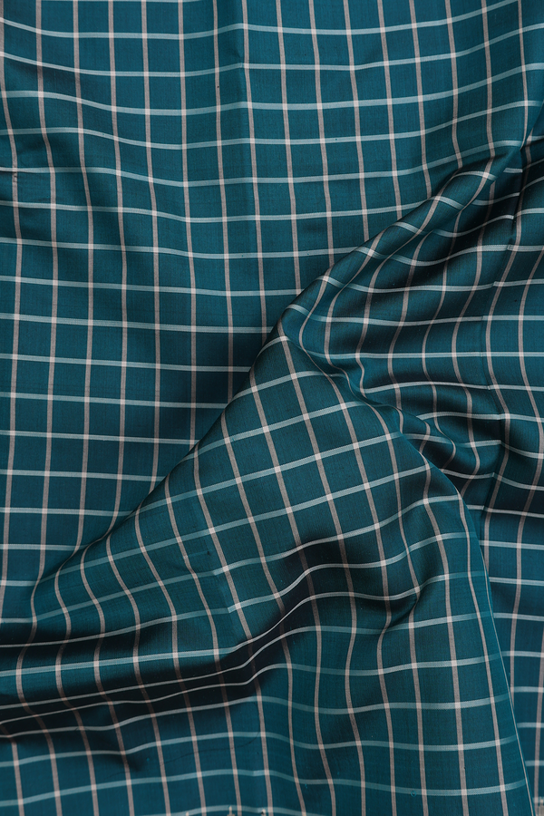 Gadwal Silk Saree In Pine Green With Checks Design