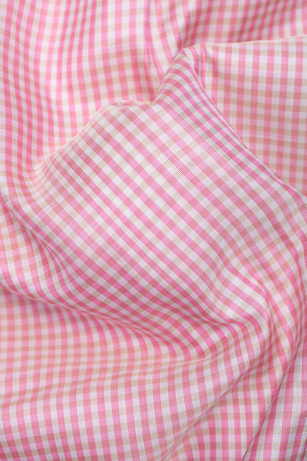 Gadwal Silk Saree In Pink And White With Checks Design