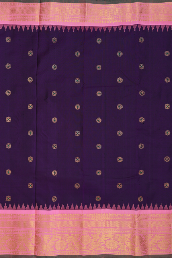 Gadwal Silk Saree In Purple With Chakram Buttas