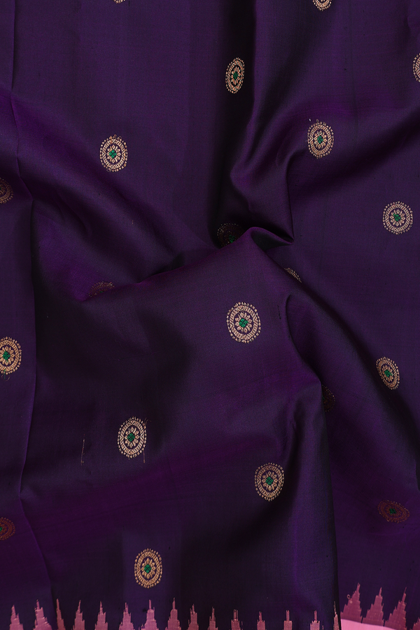 Gadwal Silk Saree In Purple With Chakram Buttas