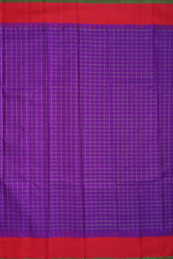 Gadwal Silk Saree In Purple With Checks Design