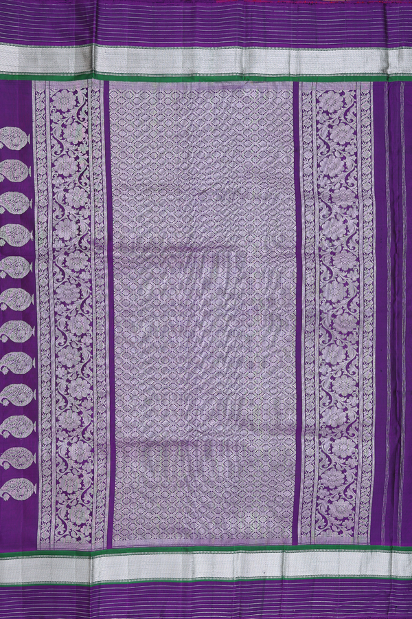 Gadwal Silk Saree In Spiced Orange With Thilagam Buttas